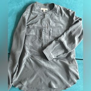 Banana Republic Semi-Sheer Gray Silk Blouse